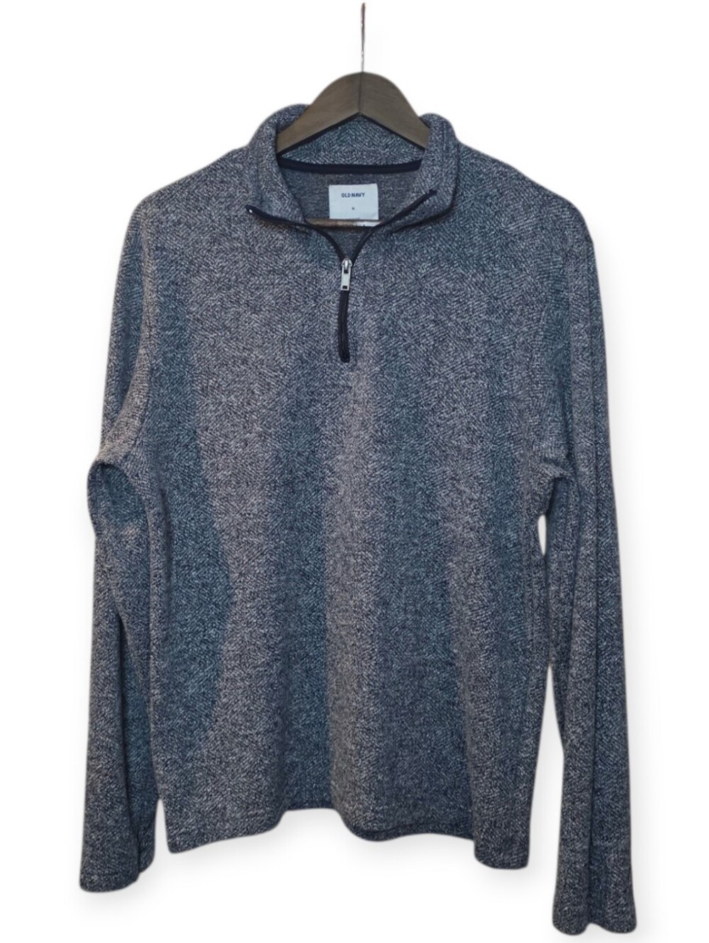 Old Navy Quarter Zip Knit Sweater Blue Gray Marled XL Pullover - Picture 2 of 6